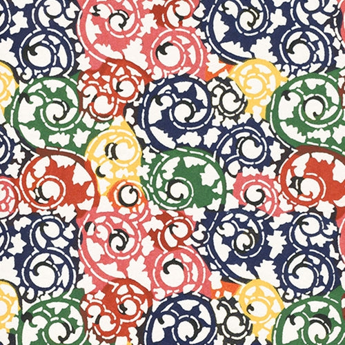 Katazome-shi Paper- Multicolor Swirling Vines 18x24" Sheet Katazome-shi Paper- Multicolor Swirling Vines 18x24" Sheet 