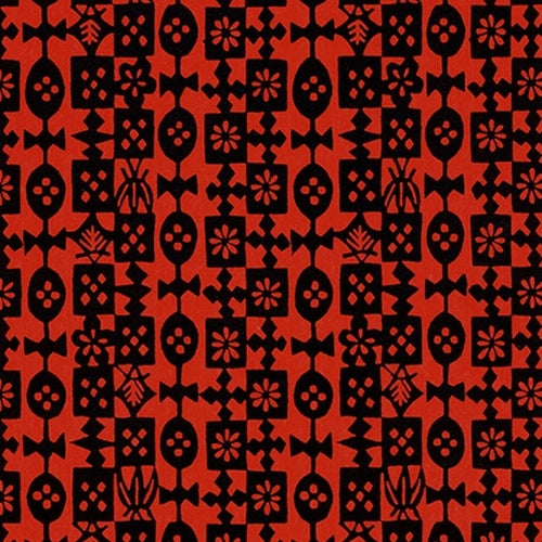 Katazome-shi Paper- Serizawa Pattern on Red 18x24" Sheet Katazome-shi Paper-Serizawa Pattern on Red 18x24" Sheet