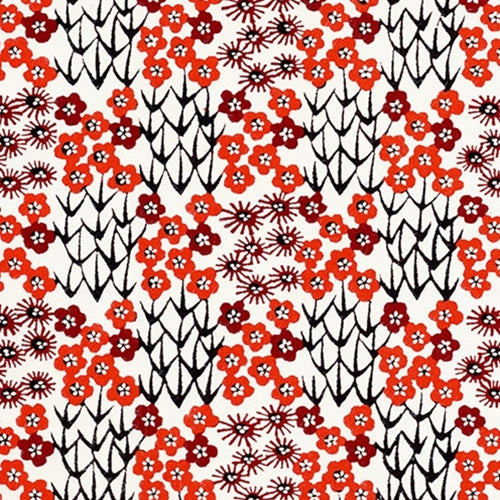 Katazome-shi Paper- Red & Burgundy Garden 18x24" sheet Katazome-shi Paper- Red & Burgundy Garden 18x24" sheet