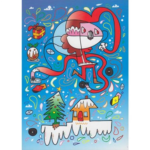 Jon Burgerman Holiday Card Doodle Character Collage