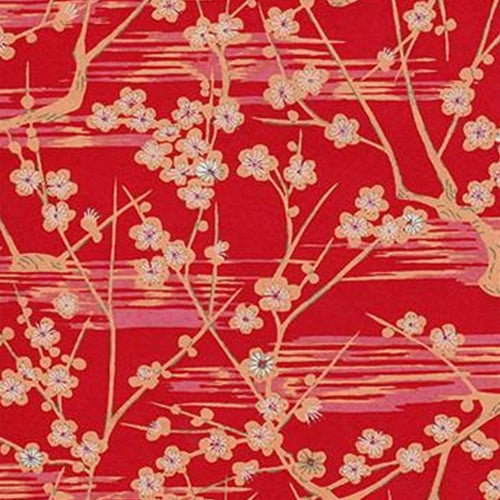 Cherry Blossom Branches on Red - 18"x24" Sheet cherry blossom branches on red - 18"x24" sheet 