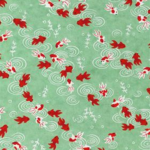 Orange and White Koi Swimming in a Green Pond - 20"x26" Sheet Orange and White Koi Swimming in a Green Pond - 20"x26" Sheet
