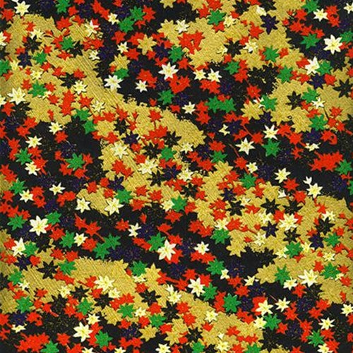 Multicolor Leaves on Black and Gold - 19"x25" Sheet multicolor leaves on black and gold - 19"x25" sheet 