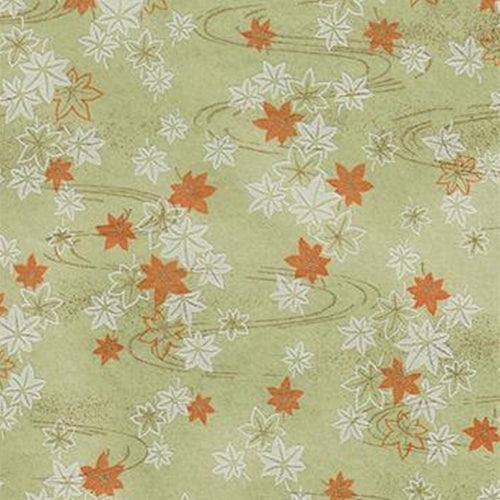 White &amp; Orange Maple Leaves on Pale Green - 19"x26" Sheet White &amp; Orange Maple Leaves on Pale Green - 19"x26" Sheet
