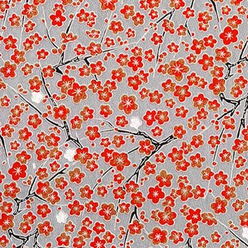 Red Blossoms on Silver - 21.5"x31.5" Sheet Red Blossoms on Silver - 21.5"x31.5" Sheet