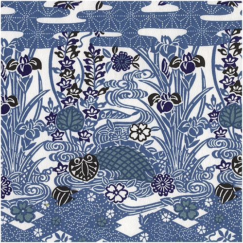 Indigo Vines and Flowers on White - 21"x31" Sheet Indigo Vines and Flowers on White - 21"x31" Sheet