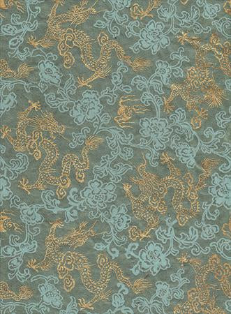 Nepalese Screenprinted Lokta Paper gold &amp;amp; black fish on red 20"x30" sheet 