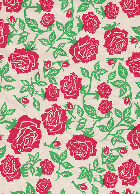 Nepalese Rose Printed Paper Pink roses on Purple Paper 22"x30" Sheet