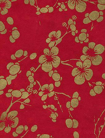 Nepalese Cherry Blossom Paper Turquoise on Natural Paper 20"x30" Sheet