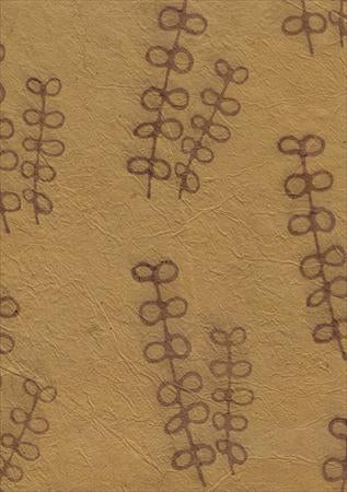 Nepalese Blockprint Paper camel leaf pods on natural 20"x30" sheet 