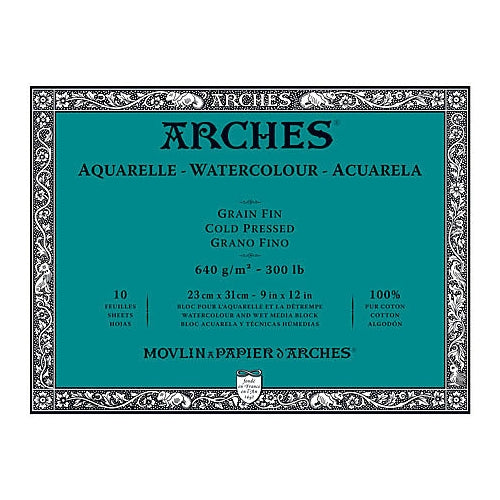 Arches Watercolor Block 300lb Cold Press 12x16 inch, 10 sheets