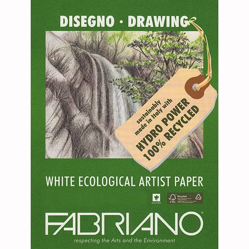 Fabriano Eco White Drawing Pad 11.7"x16.5" 25 Sheets 94lb Paper