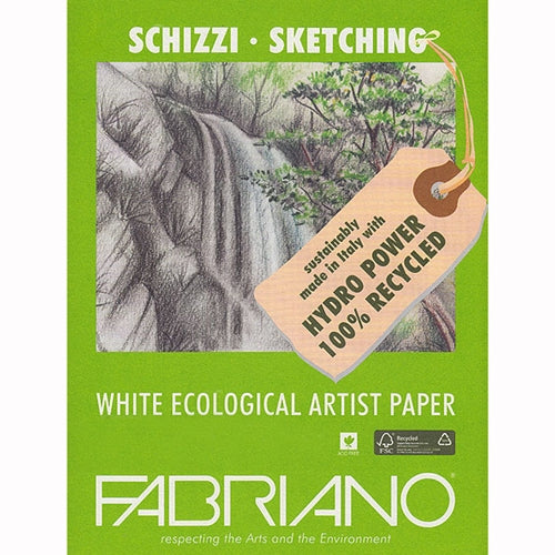 Fabriano Eco White Sketching Pad 8.25"x11.7" 80 Sheets 56lb Paper