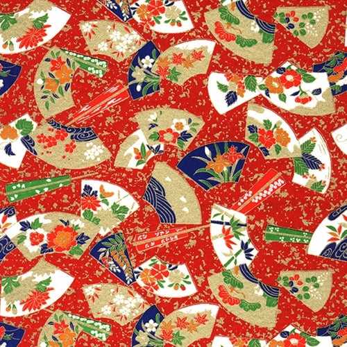 Floral Fans on Red - 18"x24" Sheet floral fans on red - 18"x24" sheet 