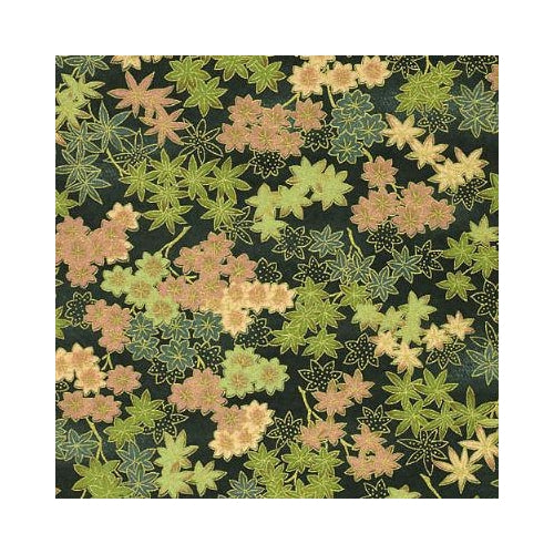 Green &amp; Gold Leaves on Dark Green - Chiyogami Paper Green &amp; Gold Leaves on Dark Green - Chiyogami Paper