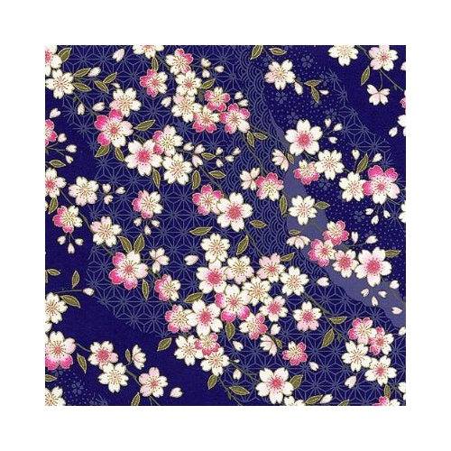 Pink Flowers on Deep Cobalt - Chiyogami Paper Pink Flowers on Deep Cobalt - Chiyogami Paper