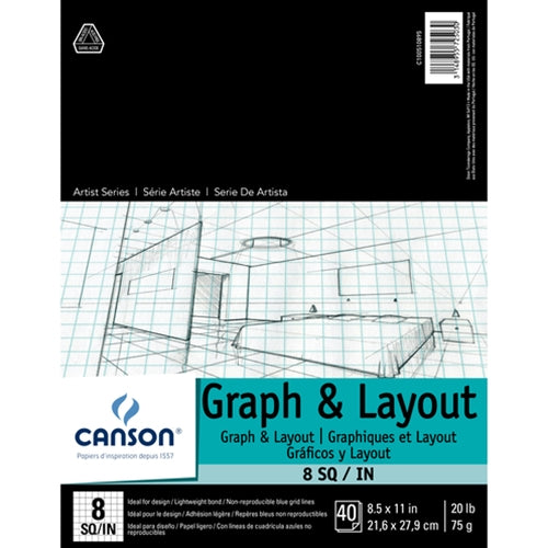Canson Graph &amp; Layout Pad 11"x17" - 8x8 Grid - 40 Sheet Pad