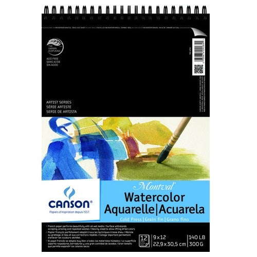 Canson Montval Watercolor Top Spiral-Bound Pad 10"x15" - 12 Sheet Spiral-Bound Pad