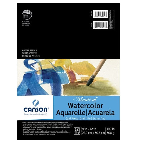 Canson Montval Watercolor Tape-Bound Pad 9"x12" - 12 Sheet Tape-Bound Pad