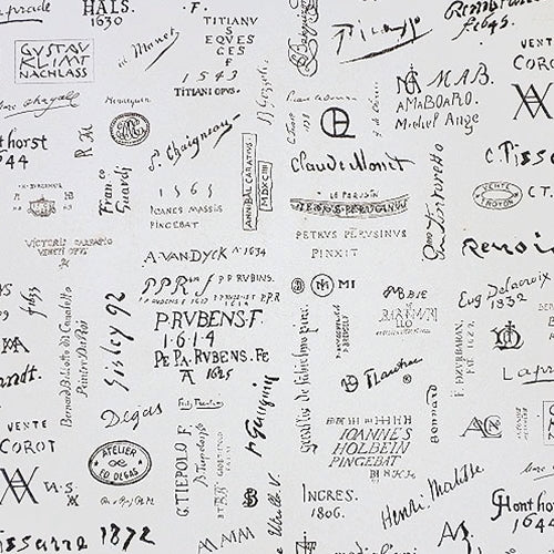 Rossi Decorated Papers from Italy - Painters Signatures and Hallmarks 28"x40" Sheet   Rossi Decorated Papers from Italy - Painters Signatures and Hallmarks 28"x40" Sheet  