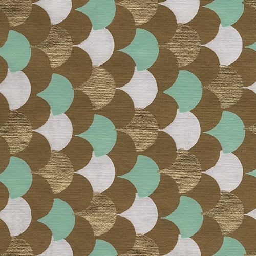 Deco Dragonscale Screenprinted Paper - Gold/Turquoise/White on Tan Paper 22"x30" Sheet deco dragonscale screenprinted paper - gold/turquoise/white on tan paper 22"x30" sheet 