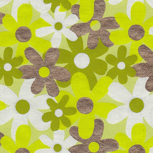India Screen Printed Papers - Funkadelic Retro Printed Paper- Chartreuse, White, and Gold Daisies 22"x30" Sheet