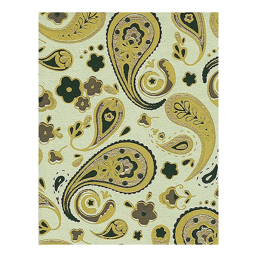 India Screen Printed Papers - Vintage Paisly Print Paper- Olive/Brown/Green 22"x30" Sheet india screen printed papers - vintage paisly print paper- olive/brown/green 22"x30" sheet 