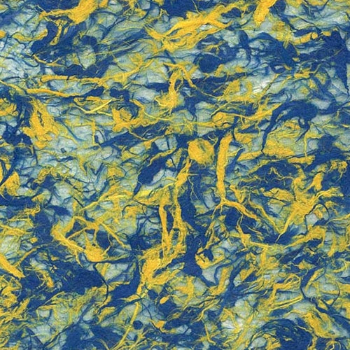 Thai Heavy Kozo Fiber- Blue/Yellow 25x37 Inch Sheet Thai Heavy Kozo Fiber- Blue/Yellow 25x37 Inch Sheet