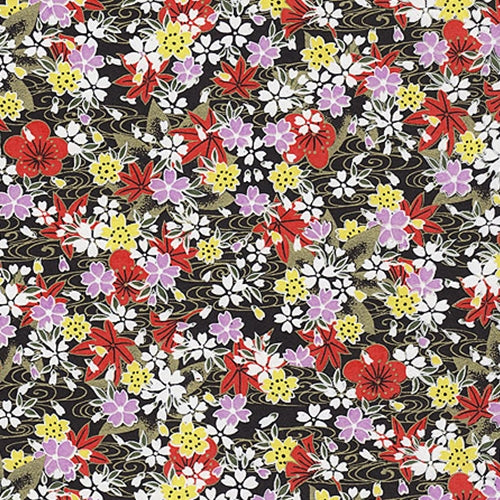 Red, Purple, &amp; Yellow Flowers on Black - 19"x25" Sheet red, purple, &amp;amp; yellow flowers on black - 19"x25" sheet 