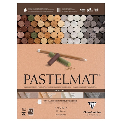 Pastelmat Pad Palette 2 (White, Charcoal Grey, Natural Sienna, Brown) 9.5" x 12"